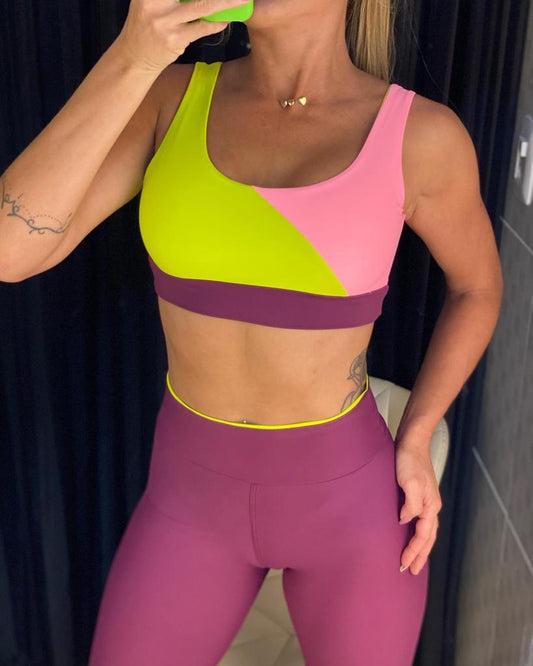 Camila Sports Bra - Pink & Neon